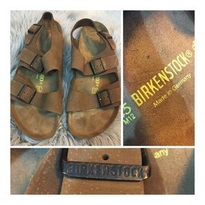 BIRKENSTOCK Sandals Brown Leather with Buckles M12